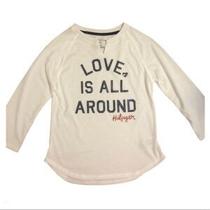 Tommy Hilfiger white shirt long sleeve pajama lounge top girls kids L 12-14